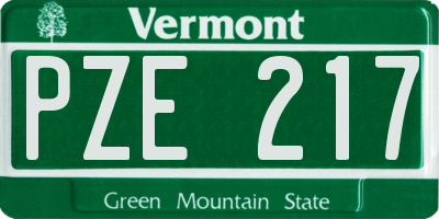 VT license plate PZE217