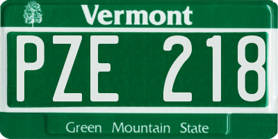VT license plate PZE218