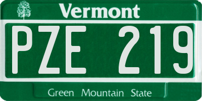 VT license plate PZE219