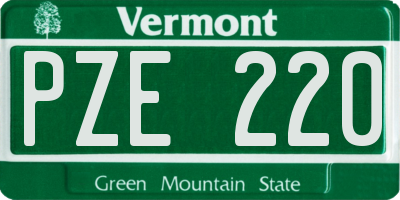VT license plate PZE220