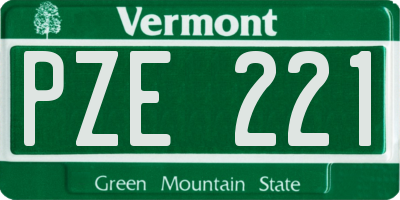 VT license plate PZE221