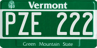 VT license plate PZE222