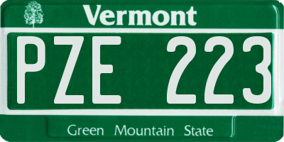 VT license plate PZE223