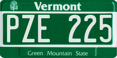 VT license plate PZE225