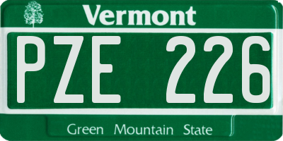 VT license plate PZE226