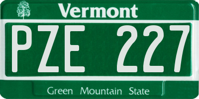 VT license plate PZE227