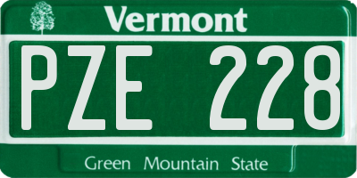 VT license plate PZE228