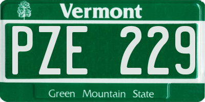 VT license plate PZE229