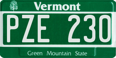 VT license plate PZE230