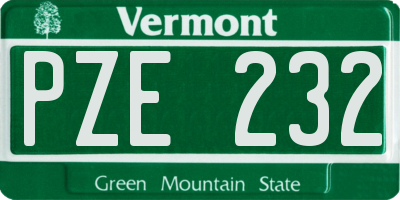 VT license plate PZE232