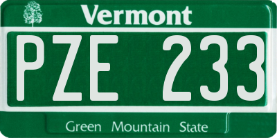 VT license plate PZE233