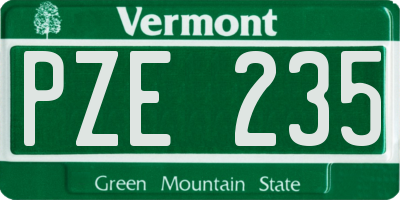 VT license plate PZE235