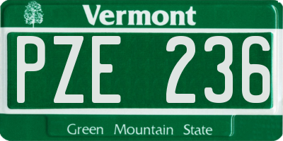 VT license plate PZE236