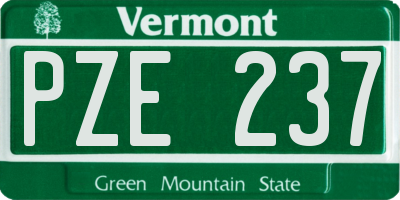 VT license plate PZE237