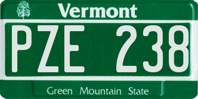 VT license plate PZE238