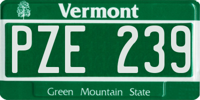 VT license plate PZE239