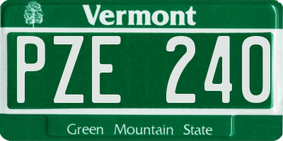 VT license plate PZE240