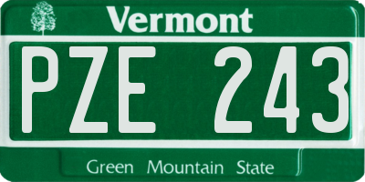 VT license plate PZE243