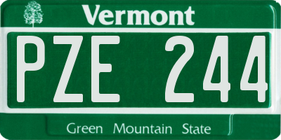 VT license plate PZE244