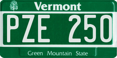 VT license plate PZE250