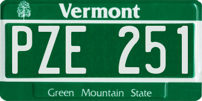 VT license plate PZE251