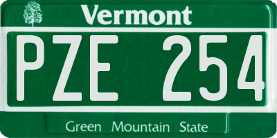 VT license plate PZE254
