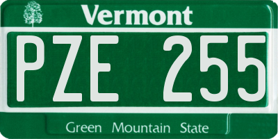 VT license plate PZE255