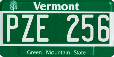 VT license plate PZE256