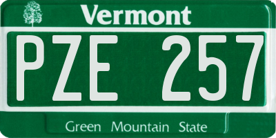 VT license plate PZE257