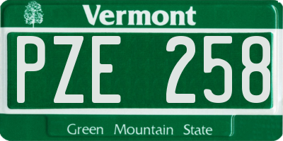 VT license plate PZE258