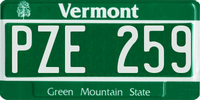 VT license plate PZE259