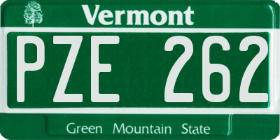 VT license plate PZE262