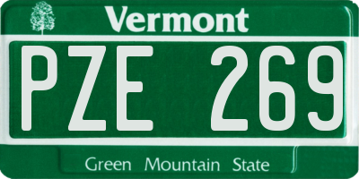 VT license plate PZE269
