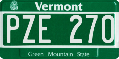VT license plate PZE270