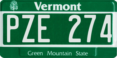 VT license plate PZE274