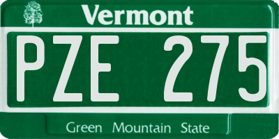 VT license plate PZE275