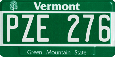 VT license plate PZE276