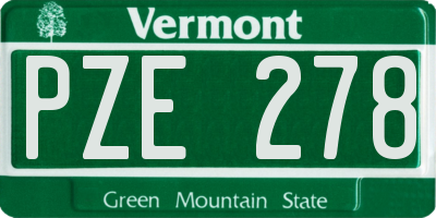 VT license plate PZE278