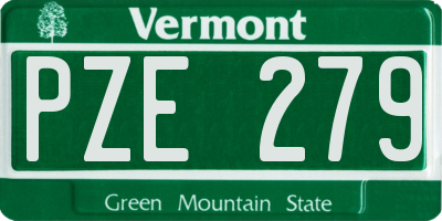 VT license plate PZE279