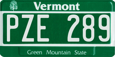 VT license plate PZE289