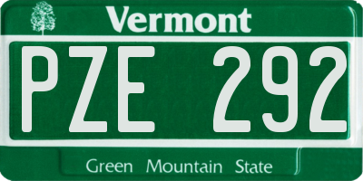 VT license plate PZE292