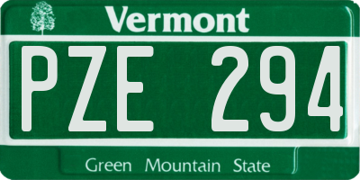 VT license plate PZE294