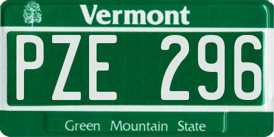 VT license plate PZE296