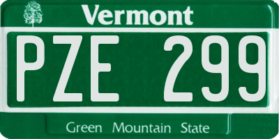 VT license plate PZE299