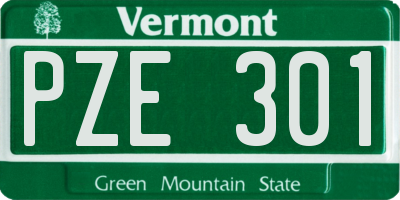 VT license plate PZE301