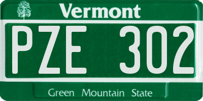 VT license plate PZE302