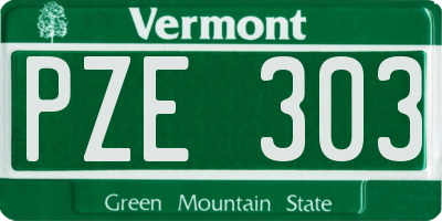 VT license plate PZE303