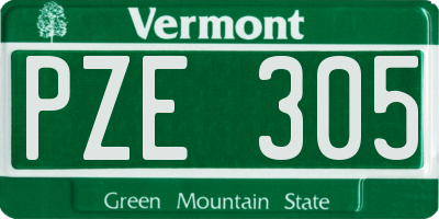 VT license plate PZE305