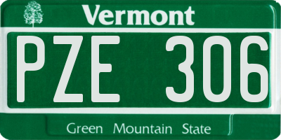 VT license plate PZE306