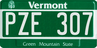 VT license plate PZE307